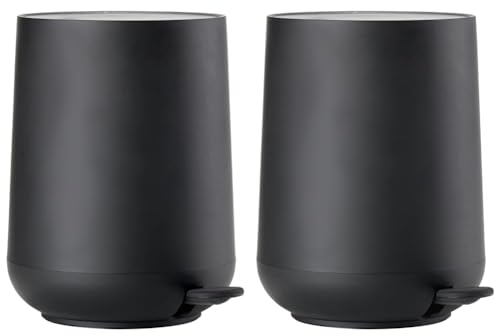 Zone Denmark Nova Mülleimer fürs Bad, Kosmetikeimer, Abfalleimer fürs Badezimmer, Durchm. 20,5 cm, Höhe 23,5 cm, Fassungsvermögen 3 Liter, Schwarz (Packung mit 2)