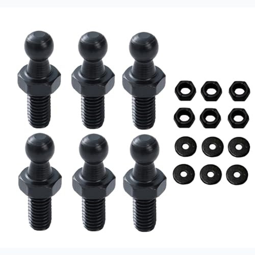 TOOMYAUTO Lot de 6 goujons à billes de 10 mm avec matériel, vis à billes M8, filetage 5/16-18 x tige de 1,27 cm de long pour vérins à gaz, support de levage (noir)