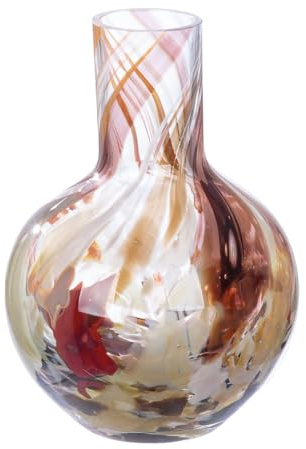 GILDE GLAS art Deko Vase Blumenvase - Glasvase aus Farbglas - Deko Wohnzimmer Geschenk für Frauen Höhe 21 cm Braun Rot