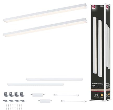 Paulmann 98614 LED Unterschrankleuchte Inline Ergänzungsset 2x4W 350x26mm 2x350lm 24V Weiß matt 3000K dimmbar