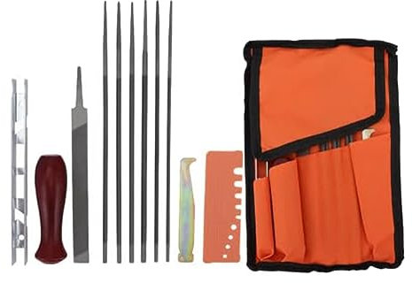 Yuattory 12 Pack Chainsaw File, Chainsaw Sharpener Kit Round Chainsaw File Depth Gauge Quick Check Gauge