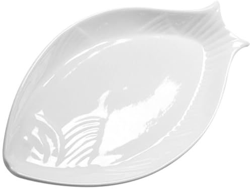 Cabilock Assiette en forme de poisson - 31 cm - En céramique - Pour le dîner, le service des collations, les desserts, les apéritifs, les fruits, la viande, les sushis