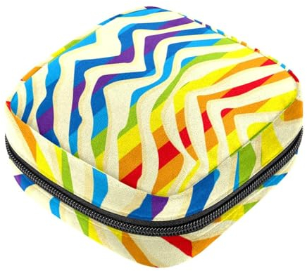Rainbow Zebra Texture First Period Kit per ragazze, salvaslip per tamponi, borsa mestruale, porta assorbenti con cerniera, organizer per tovaglioli sanitari