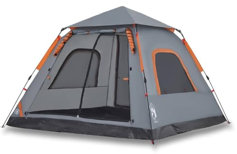 vidaXL Kuppel-Campingzelt 5 Personen Grau und Orange Quick Release