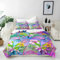 ANHOPE Tropisch Rosa Flamingo Blume Bettwäsche Set Microfaser Bettbezüge mit Reißverschluss 3 Teilig Bettbezug 155x220 cm + 2 Kissenbezug 80x80 cm Weich Bettdeckenbezug Set für Kinder Mädchen