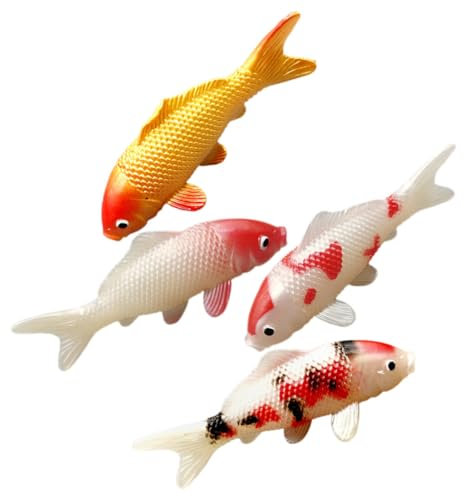 Supvox 4 Stück Simulation Gefälschter Karausche Modell Künstlicher Koi-Fisch Ornament Dekorationen Realistische Kleine Fischfigur Gefälschter Fisch Spielzeug Fotografie Requisite