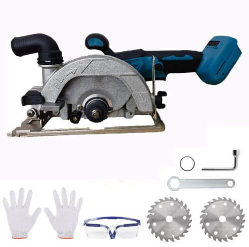 Akku Mini Kreissäge Für Makita 18 V, Bürstenlose Handkreissäge Mit 2 Sägeblättern, Kupfermotor Kann Diagonal Schneiden 6200RPM Für Holzbearbeitung Holz, Metall, Fliesen & Plastik (125MM)
