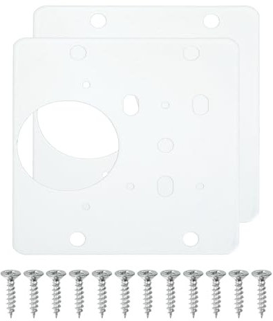 sourcing map Cabinet Hinge Repair Plate, 2 Set 85mm/3.35 Stainless Steel Kitchen Cupboard Door Hinge Repair Plate Kit Includes Fixing Screws for Wooden Kitchen Cabinet Doors, White