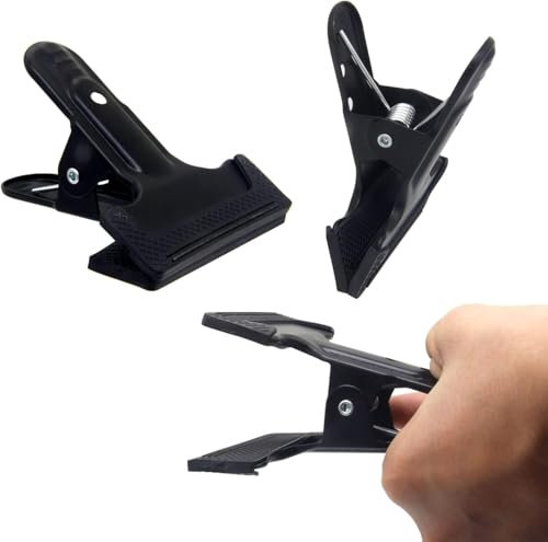 2 Pack 4-1/4 Heavy Duty Spring Clamps Clips, Black Metal Rubber Hinge Clip File Clamps for Photography Background Stands, Home Improvement Projects (2.17 Opening)
