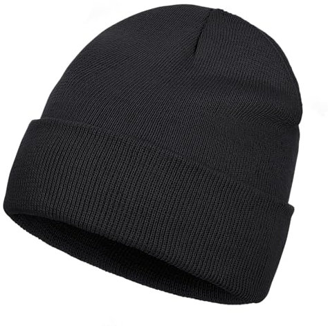Werownsgso Strickmützen, Beanie Mütze Herren, Herren Dünner Wintermütze, Classics Mütze Herren Damen für Kalte Tage, Outdoor (DE/NL/SE/PL, Alphanumerisch, Einheitsgröße, Schwarz)