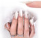 EBANKU Press On Nails Medium, 150Pcs Pre-shaped Glue on Nails White Almond Chrome Stick On Nails Gel Nail Tips-Thick Acrylic Nails for Flat Nails with Nail Glue
