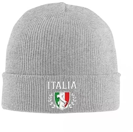 TIOYREVENO Sports Italia Italien Italienische Flagge Wintermütze Strickmützen für Outdoor-Aktivitäten Mehrere Farben Unisex Thermomütze Herbst und Winter Tägliche Beanie Grau Einheitsgröße