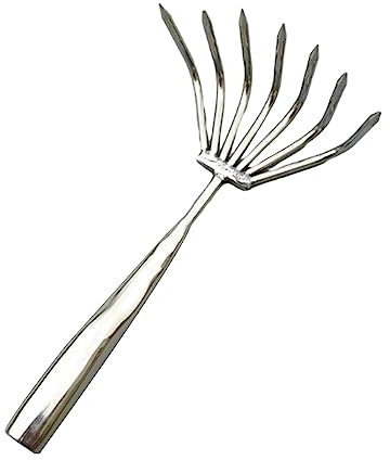 Handrechen Komfortabler Griff Handwerkzeug Metall Strauchrechen für Rasen Mulch Gras 7 Zinken