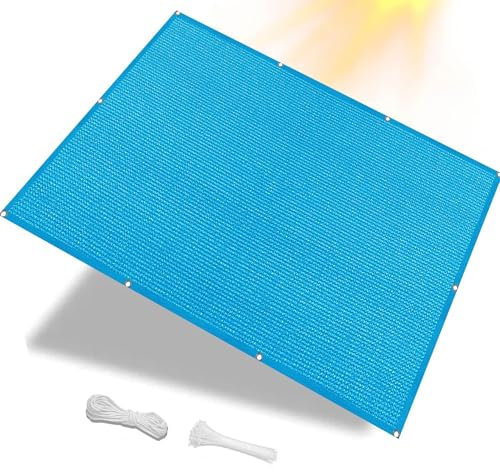 Vela Ombreggiante Rettangolare 4 x 6 m Telo Parasole in HDPE Anti UV Telo Ombreggiante Parasole con Occhielli Tenda a Vela per Esterno Giardino, Blu Cielo