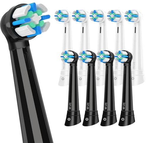 Aufsteckbürsten kompatibel mit Oral B iO Elektrische Zahnbürste, für Oral B iO 2/3/4/5/6/7/8/9/10 Serie, weiche Borsten zum Schutz von Zähnen und Zahnfleisch, Schwarz/Weiß, 10 Stück