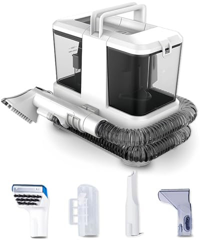Waschsauger Teppichreiniger,9Kpa Polsterreiniger Gerät und Nassauger, Nasssauger Polsterreiniger für Teppich, Sofa, Vorleger, Polster, Treppen, Auto, 400W,0.8L&0.5L Wassertank (white)