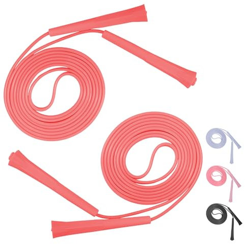 Fjquamitix 2PCS Skipping Ropes for Adults - Thickened PVC Rope Body, Adjustable 2.8 Metre Length, Quick Non-Slip Jump Rope, Gym Workout, Outdoor Training, 2 Pcs with Gift Box (Red)