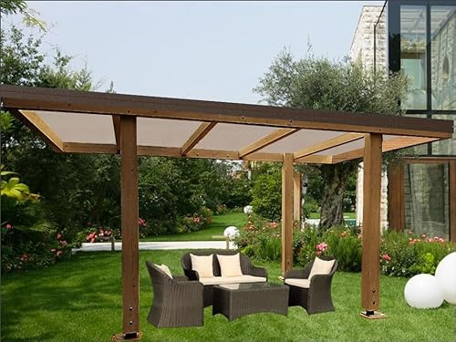 Futurazeta - Pergola Gazebo Ricovero auto e moto in Legno Lamellare Pesante, 500 x 316 cm, Serie IRON 500 (Rovere, Con Copertura Coibentata e Grondaie)