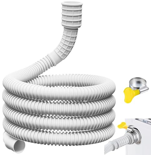 Guest Ruyunlai Tuyau De Vidange Flexible Pour Climatiseur Et Déshumidificateur -2m Avec Pince Adaptateur En Caoutchouc Découpable Blanc