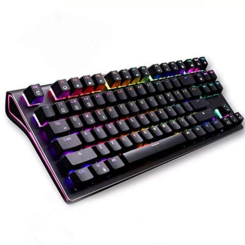 FOELANNE Gaming Keyboard, Mechanical Gaming Keyboard 87 Keys Wireless Bluetooth 3.0 USB Cable RGB Backlit Black(Brown Switch)