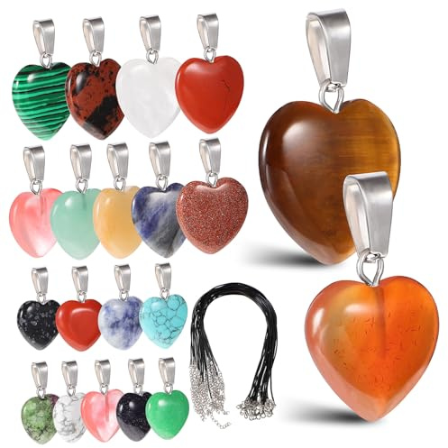 Steinanhänger Herzförmiger 1 Satz für Selbstgemacht Schmuck Basteln | Geeignet für Armband, Kette und Ohrring, Kreative Form, für Freunde und Klassenkameraden