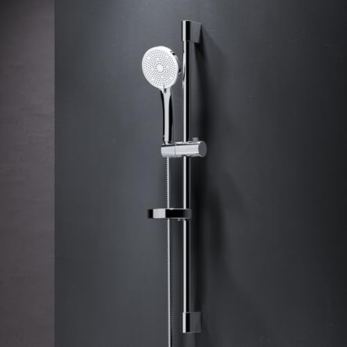 AM.PM Play – Duschset mit Handbrause | Duschstange mit Brause | Handbrause 5 Strahlarten | Duschkopf Antikalk wassersparend | Duschset mit Schlauch, ohne Armatur | Badezimmer Dusche | Chrom