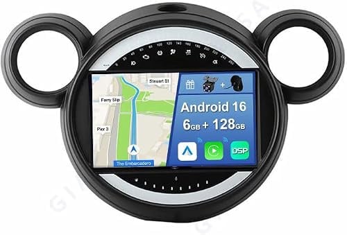 YUNTX [6GB+128GB] Android 15 Autoradio para BMW Mini R56 Cooper、Cooper D、Cooper SD、Cooper S John Cooper Works One、One D-con CarPlay/Android Auto/DSP/GPS/Bluetooth 5.0-IPS 9“ Touch Screen-CAM+Mic