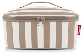 reisenthel coolerbag M Pocket summerstripes Coffee – Kühltasche mit Obermaterial aus recycelten PET-Flaschen – Ideal für das Mittagessen unterwegs