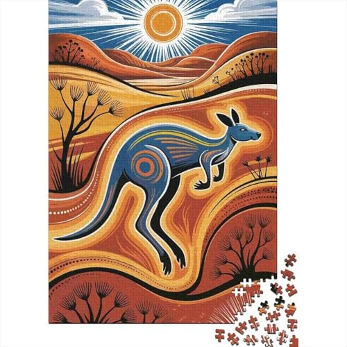 Aboriginal Kanguru Kunst 1000 Teile Puzzle-Set Für Hobbyisten, Dickeres Papier, Inneneinrichtung, Neujahrsgeschenk, Entspannungspuzzle, Gehirnspiel38x26cm/1000pcs