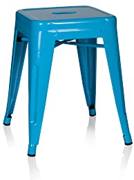 hjh OFFICE 645004 Metall Hocker VANTAGGIO Hellblau Sitzhocker im Industry-Design, stapelbar, niedrig