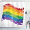 ABAKUHAUS Jahrgang Rainbow Duschvorhang, Homosexuell Pride Flag, Stoffliches Gewebe Badezimmerdekorationsset mit Haken, 175 x 200 cm, Weiss Mehrfarbig