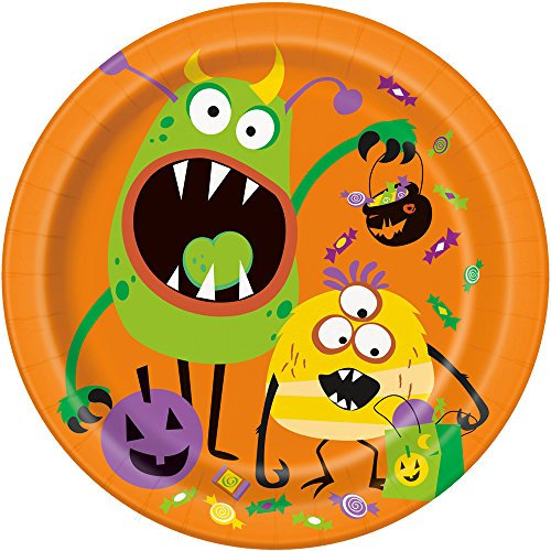 Unique Party 77035 - 23cm Silly Monsters Halloween Paper Plates, Pack of 8