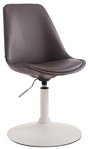 CLP Esszimmerstuhl Maverick Kunstleder I höhenverstellbarer Lehnstuhl I Drehstuhl mit Trompetenfuß I Sitzhöhe von ca. 43-48 cm, Farbe:braun, Gestell Farbe:weiß
