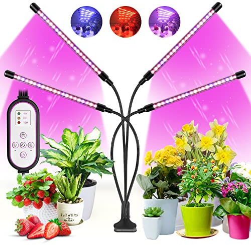 wolezek Led Pflanzenlampe, Pflanzenlicht,80LEDs Pflanzenleuchte Rot & Blau Vollspektrum Wachsenlicht für Zimmerpflanzen mit Zeitschaltuhr, 3 Arten von Modus & 10 Lichtstärken für Gemüse
