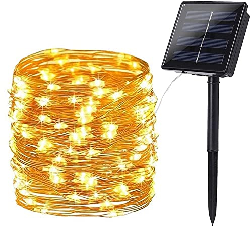 BrizLabs Solar Lichterkette Aussen, 24M 240 LED Außen Lichterkette Wasserdicht Kupferdraht Solarlichterkette 8 Modi Deko für Weihnachten Garten, Balkon, Terrasse, Bäume, Hochzeit, Party, Warmweiß