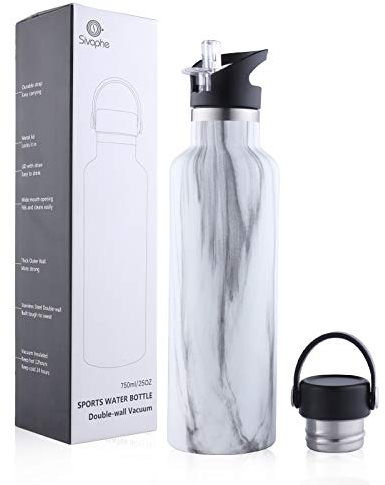 Sivaphe Thermosflasche Trinkflasche Wasserflasche Isolierflasche auslaufsicher Doppelwandige Edelstahl Vakuum 750ml für Sport, Wandern, Camping, Outdoor (Marmormuster)