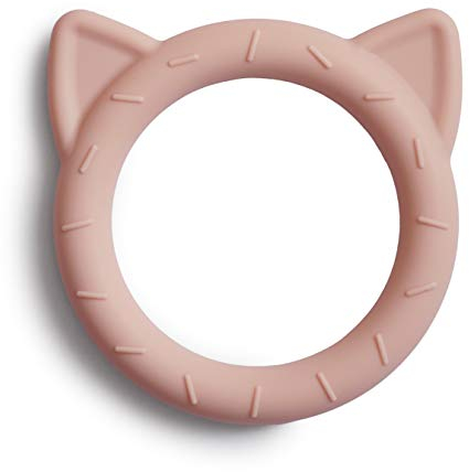Mushie Beißring für Babys aus BPA-frei Silikon | Fördert Sehsinn & Motorik Baby | Zahnen Nursing Zubehör | Sichere & Hochwertige für Kleinkinder Kinder Jungs & Mädchen | Katze Design (Erröten)