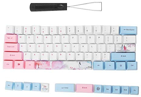 VBESTLIFE Keycap 73PCs Sublimation Pink Keycaps PBT Mechanical Keyboard Universal Accessory Five-Faced Dyed Anime Style Keycap(Pink)