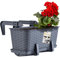 KADAX Maceta de Plástico Imitación Ratán, Macetero Rectangular con Platillo y Soportes para Exterior, Jardinera Colgante para Balcón (Grafito, 40 cm)