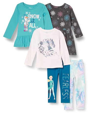 Amazon Essentials Disney | Marvel | Star Wars | Frozen | Princess Mädchen Outfit-Sets zum Kombinieren, 5er-Pack, Frozen 2 Fearless, 5 Jahre