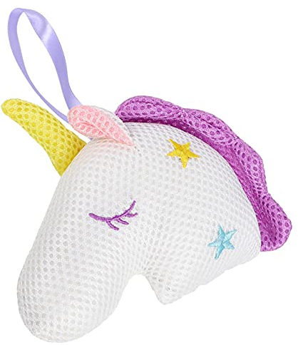 SOLUSTRE Einhorn Bad Dusche Schwamm Sanfte Peeling Baby- Freundliche Dusche Mesh Schwamm Weiche Loofahs für Kinder Frauen Mädchen Bade Reinigung Beruhigen Haut Verwenden (Weiß)