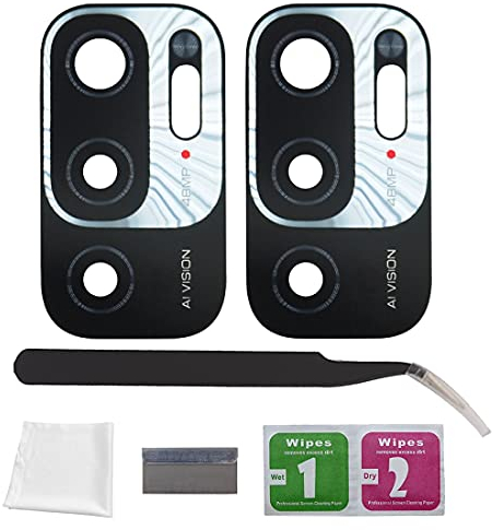 Eonpam 2 Pack Cristal Cámara para Xiaomi Redmi Note 10 5G Lente Camara Trasera Reemplazo de Vidrio + Kit de Reparación