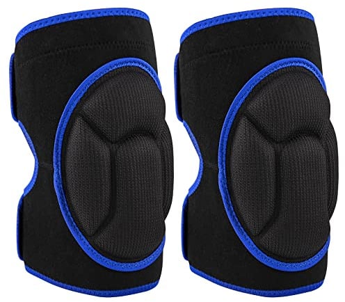Knee Pads for Work, Protective Garden Kneeling Pads Anti-Slip Collision Avoidance Knee Sleeve for Women and Men, Multifunction Knee Caps for Gardening, Sport, Skating (Black with Blue Rim)