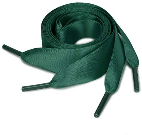 sourcing map 2 Paires Lacets Chaussures Satin Ruban Plat Chaussures Toile Femmes Vert foncé 150cm/59.1