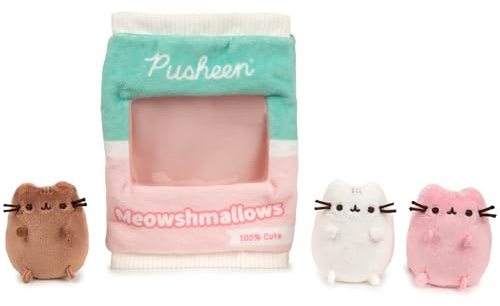 GUND Pusheen Meowshmallows Beutel mit Leckerlis mit abnehmbarem Mini-Plüsch, Stofftiere ab 8 Jahren, Rosa/Grün, 19,1 cm