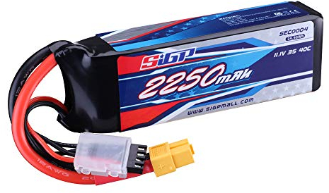 SIGP 3S Lipo Akku 11,1V 2250mAh 40C Soft Pack mit XT60 Stecker für RC Flugzeug Quadcopter Helikopter Drohne FPV Racing Hobby