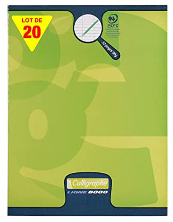 Clairefontaine 109703C - Packung mit 20 Heften Calligraphe 16 Blatt, 17x22cm, 90g, französische Lineatur 3mm, 1 Pack, Anisgrün