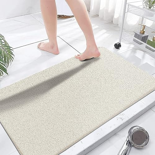 Extra große Duschmatten, rutschfest, ohne Saugnäpfe, 60 - 120 cm, Badematte für strukturierte Wannenoberfläche, Luffa-Matten für Dusche und Badezimmer, schnell trocknend, Beige