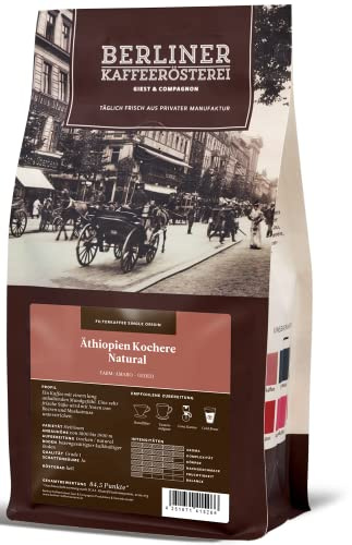 Berliner Kaffeerösterei - Äthiopien Kochere Natural (250g / ganze Bohne), Röstgrad Kaffee: hell, 100% Arabica Bohnen, Aromaprofil: Floral/Fruchtig/Süß/Würzig