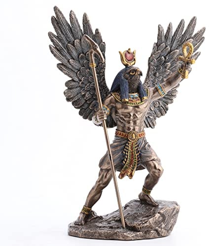 Veronese Design Ägyptischer Sonnengott Ra Kaltgussharz, Antik-Bronze-Finish, Skulptur, 26,4 cm